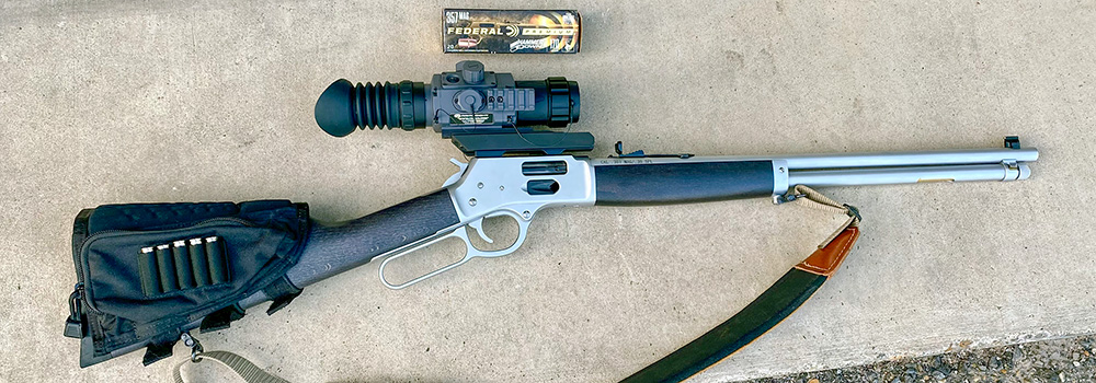 Henry Repeating Arms All-Weather lever-action rifle with Armasight Contractor 25 thermal weapon sight mounted atop.