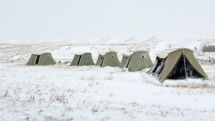 Wyoming Pronghorn Camp with Snow