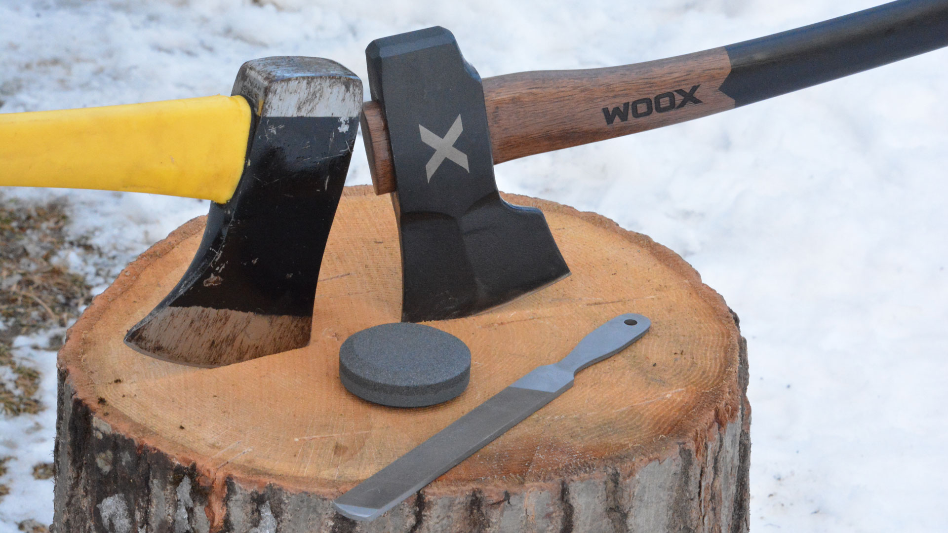 Axes with sharpener