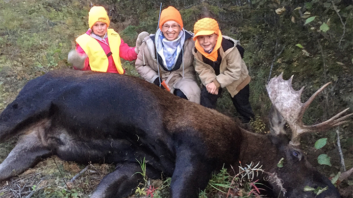 Hunters with 42-inch bull moose taken in Alaska