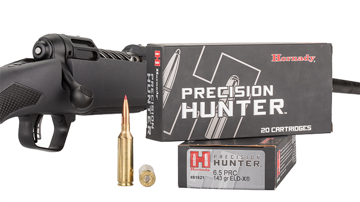 Savage 110 Ultralight rifle action with Hornady ELD-X Precision Hunter 6.5 PRC ammunition