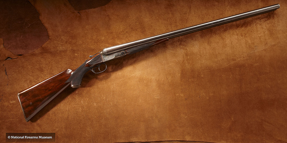 Grover Cleveland 8-gauge shotgun displayed at NRA National Firearms Museum