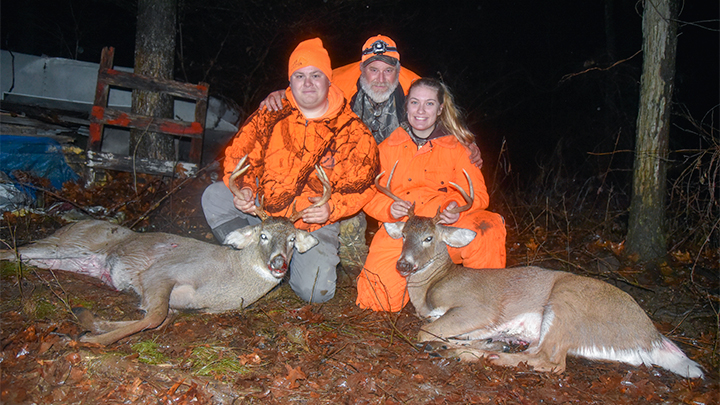 Father with Son and Daughter Deer Hunters