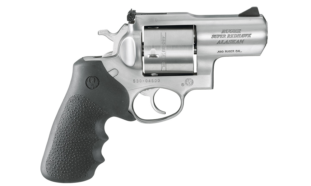Ruger Super Redhawk Alaskan revolver facing right on white background.