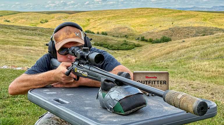 W H2026 07 Knowhow SI357, Mark Kayser Lines Up On A Target At More Than 500 Yards In His Pasture Setting, Copyright Mark Kayser
