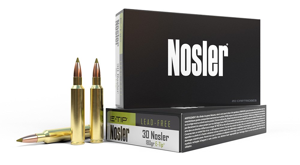 Nosler E-Tip Lead Free 30 Nosler 180-grain ammunition.