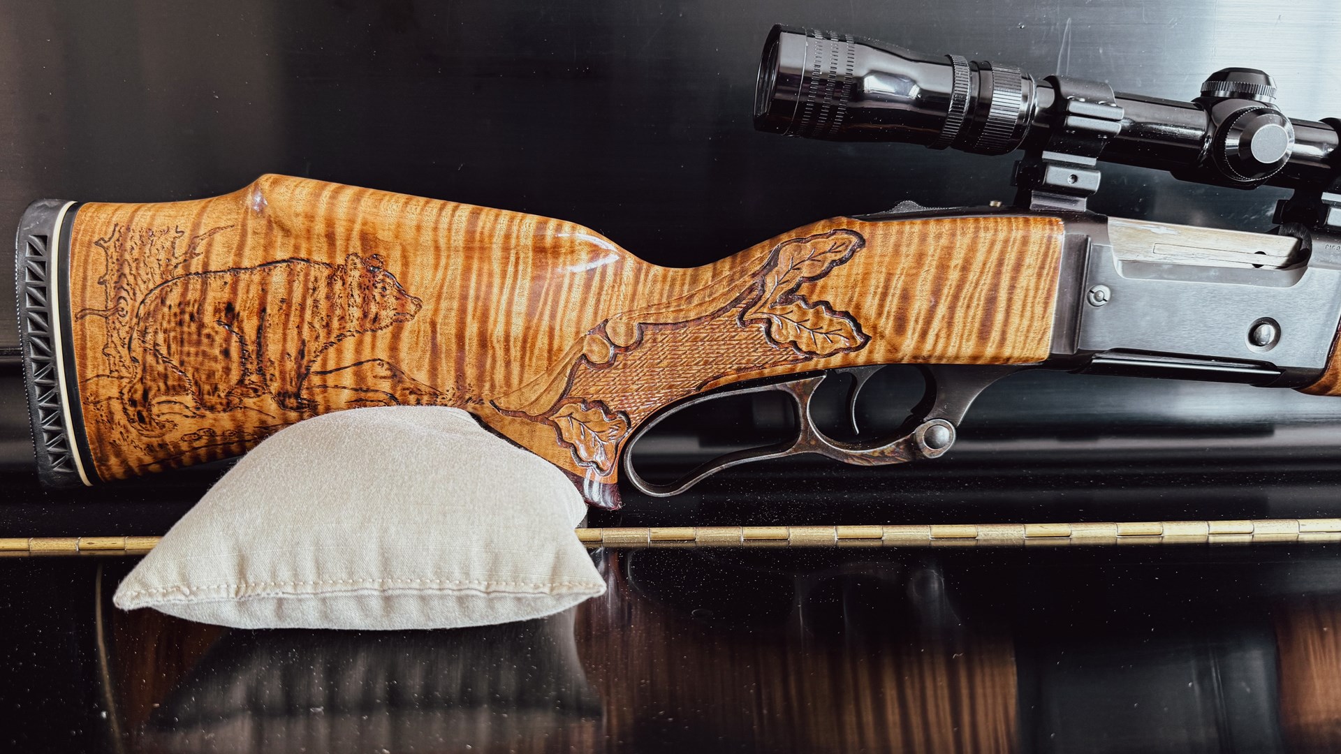 Savage 99 with bear engraving