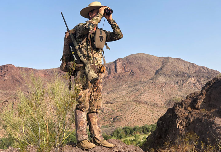 Hunter glassing open, jagged terrain