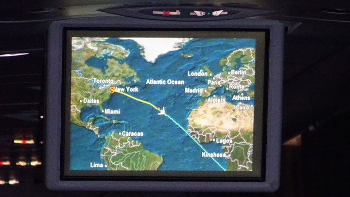 Image of the flight tracker off an airplane