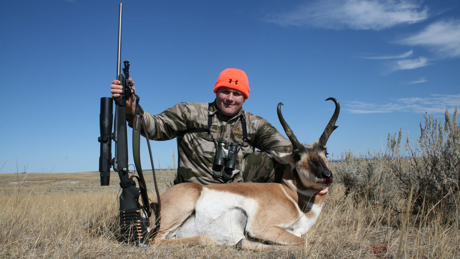 Hunter with pronghorn