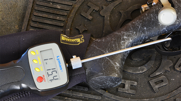 Testing trigger pull weight with Lyman trigger pull gauge