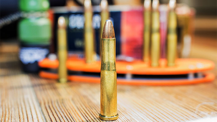 Close-up of .22 Hornet Cartridge