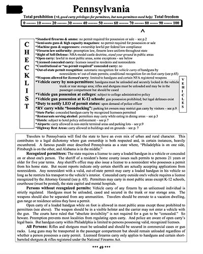 Traveler's Guide to the Firearms Laws of the Fifty States Pennsylvania preview page.