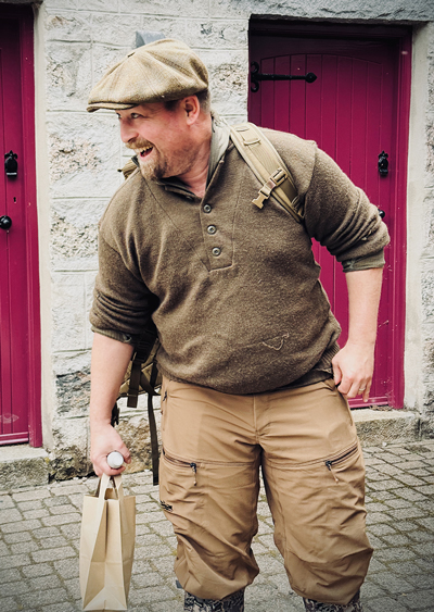 The author shows off his new “Baker’s Boy” cap with pride.