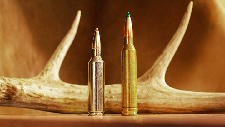 .270 Winchester Short Magnum, left, 7mm Remington Magnum, right