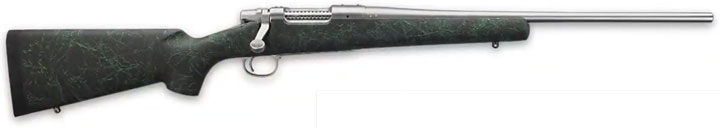 Remington Model Seven SS HS Precision with black and green stock on white