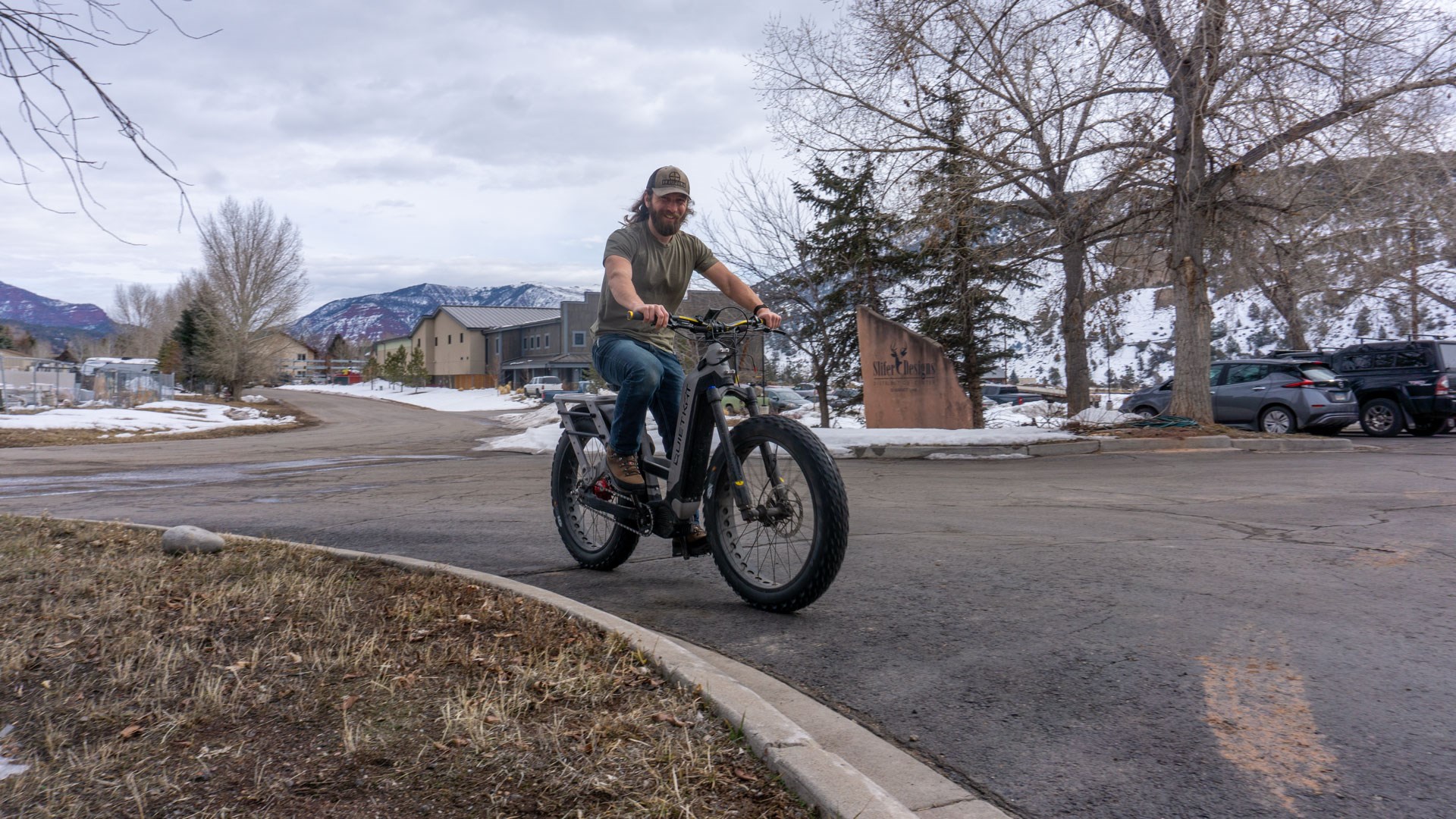 Herman riding bike