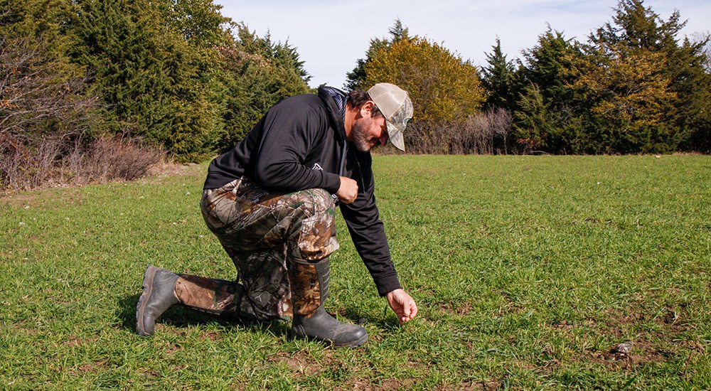 Male planting food plot seed