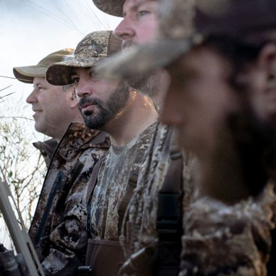 Duck hunters in blind