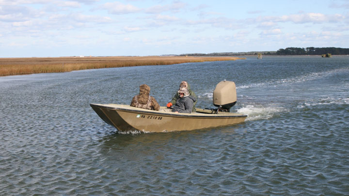 Boat churning through the water