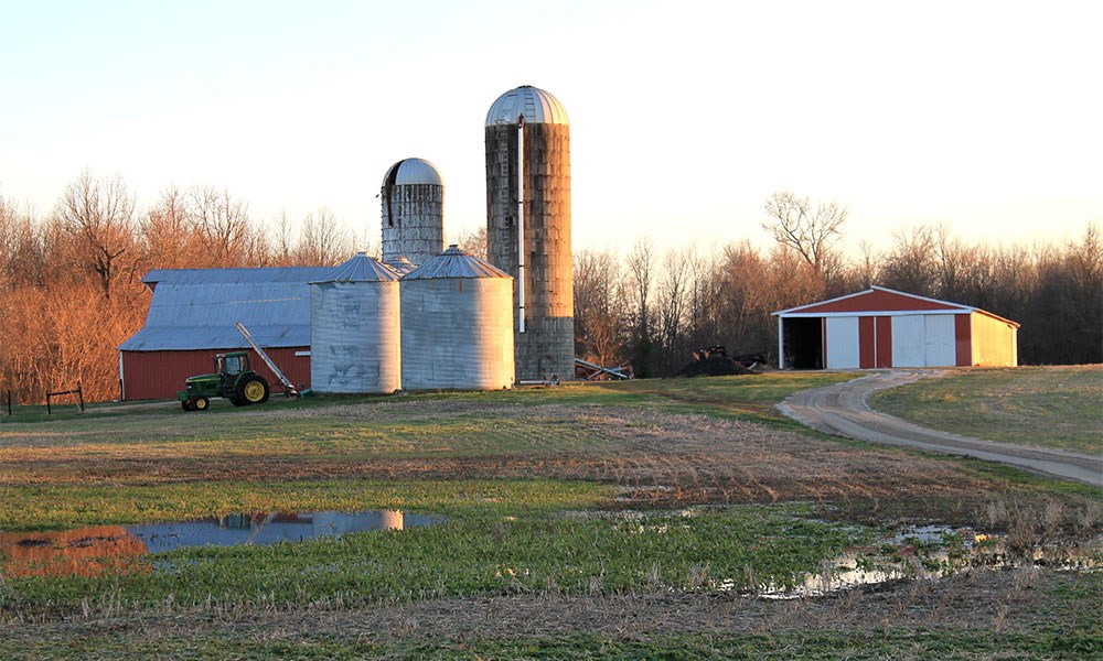 Farm with Tractor and Barn