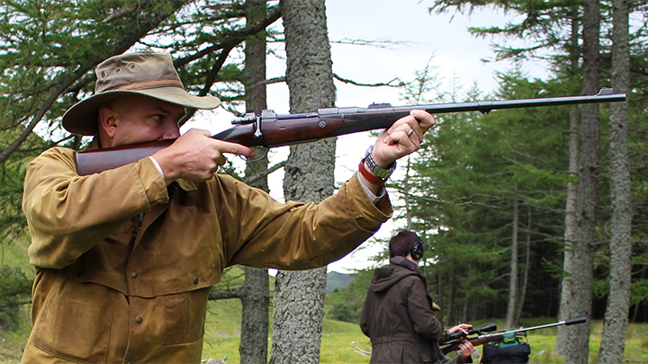 Man shooting Rigby Rifle