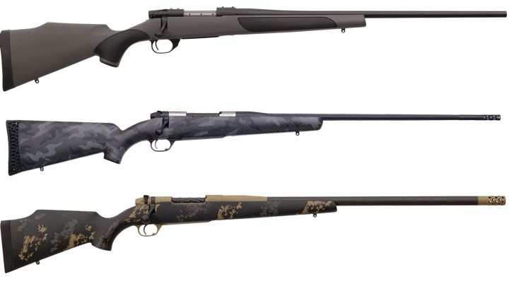 Weatherby rifles on white