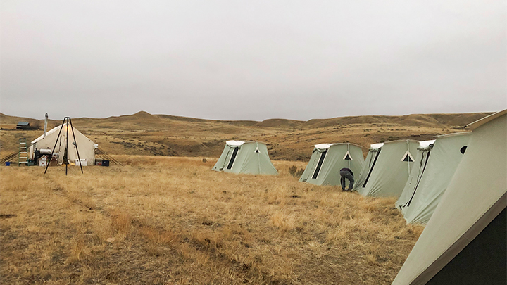 Tents Lined Up at Wyoming Pronghorn Hunting Camp