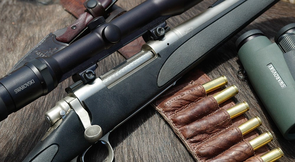 Bolt Action Rifle with Swarovski Riflescope, Ammunition and Binoculars