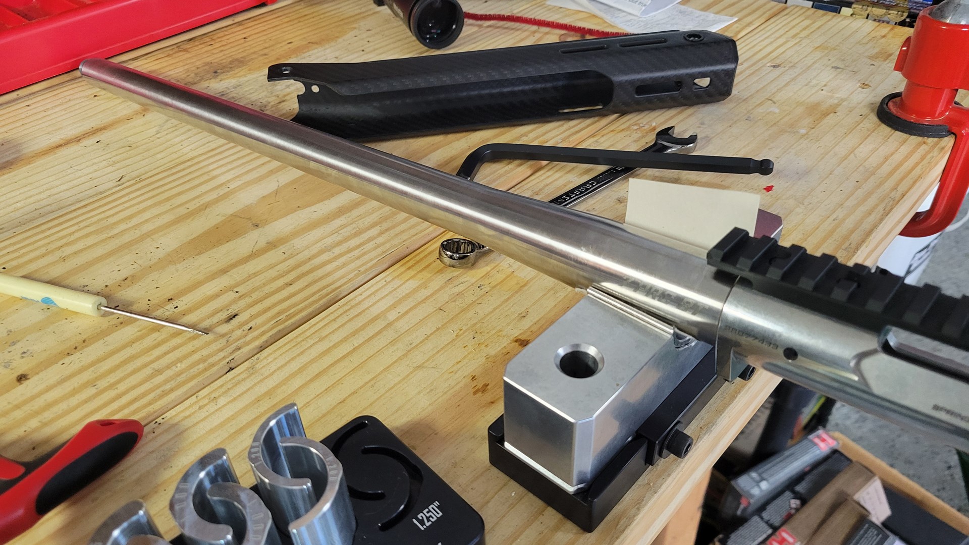 Setting up barrel in vise