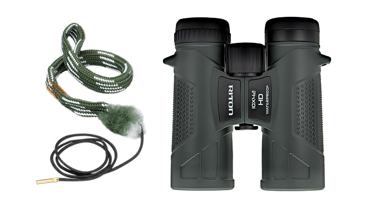 Riton 10x42 Binocular and Hoppe's BoreSnake