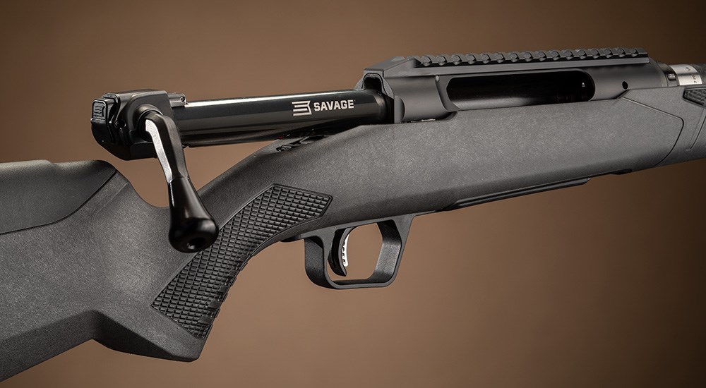 Savage Impulse Mountain Hunter straight pull rifle bolt opened.
