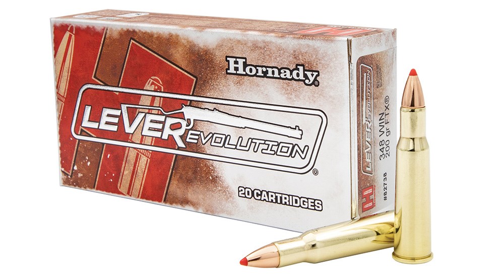 Hornady LEVERevolution .348 Winchester 300-grain FTX ammunition.