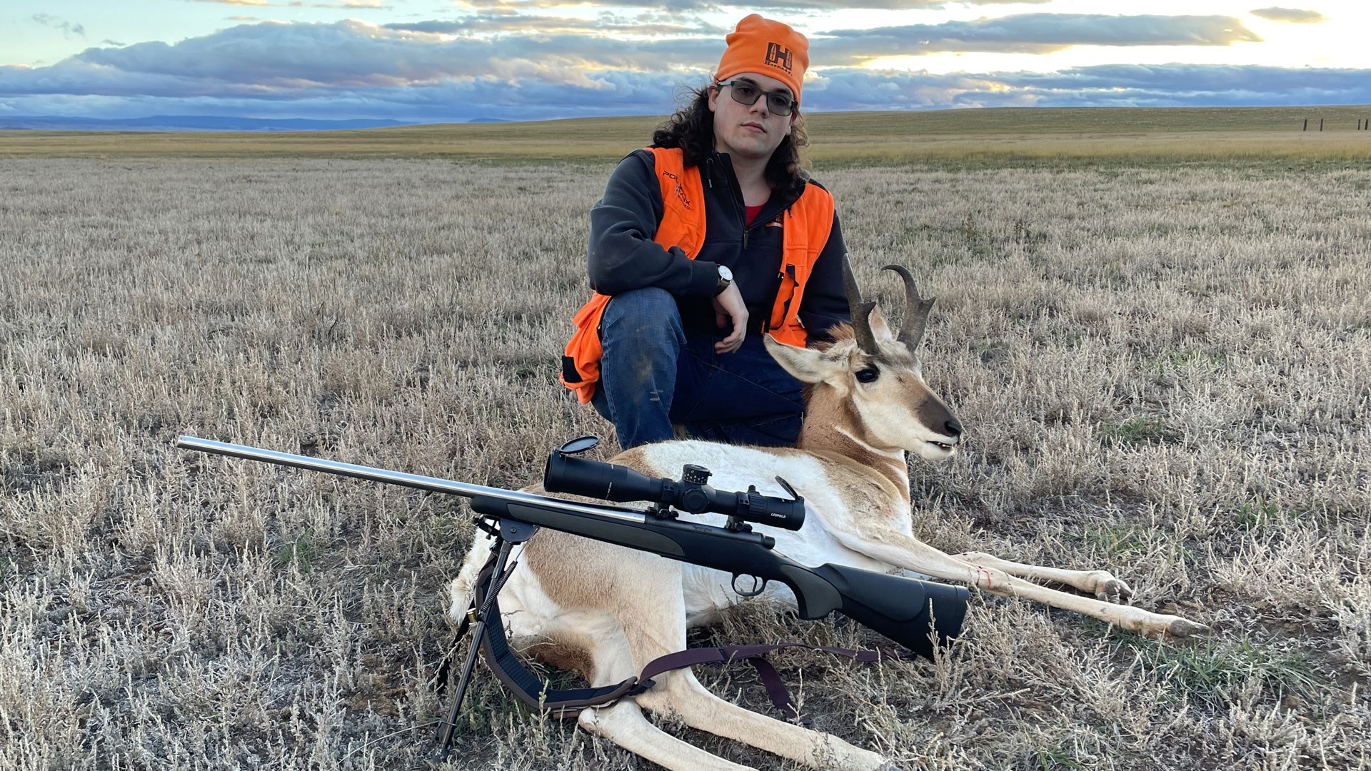 Hunter with pronghorn