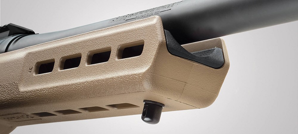 Mossberg Patriot LR Tactical fore-end M-LOK accessory mounting ports.