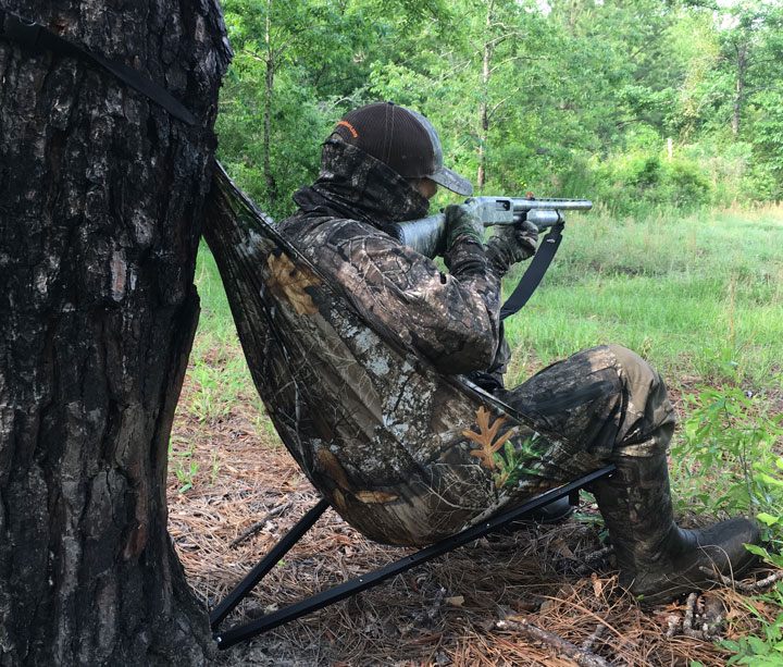 Low down hunting seat in use