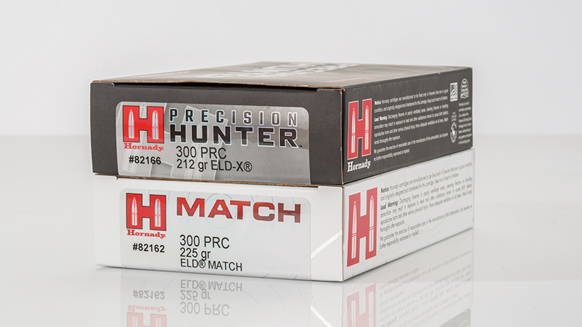Hornady .300 PRC ELD-X Precision Hunter and ELD Match Ammo Boxes