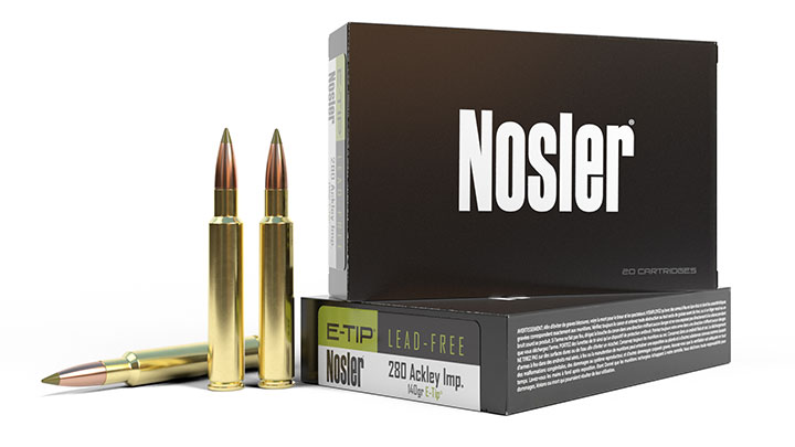 Nosler E-Tip .280 Ackley Improved Ammunition