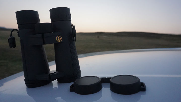 Leupold BX-5 Santiams on a truck hood in Casper Wyoming