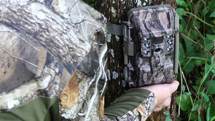 Hunter removing SD card from trail camera
