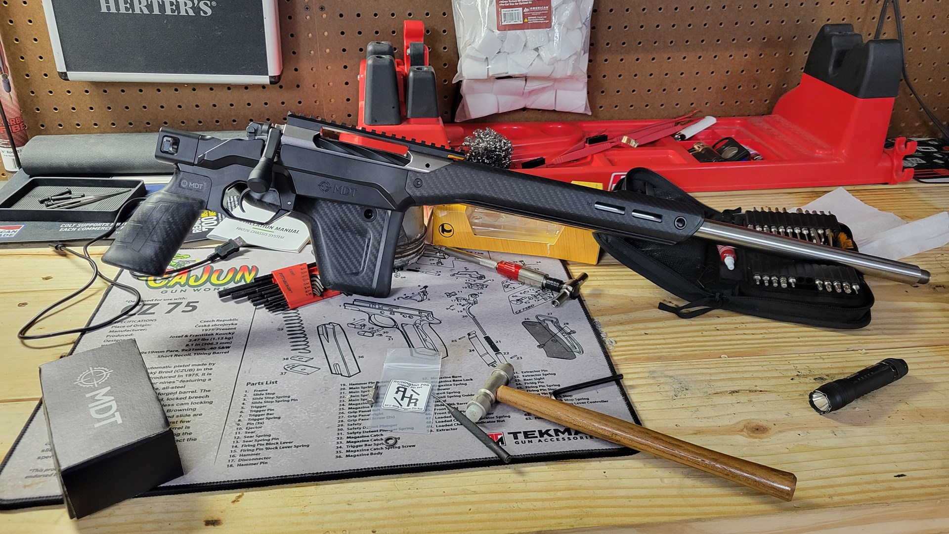 Folded Rifle on bench