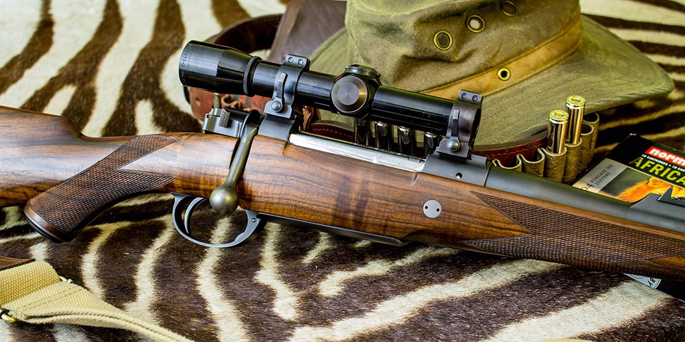 Talley detachable scope rings on Heym .404 Jeffery rifle.