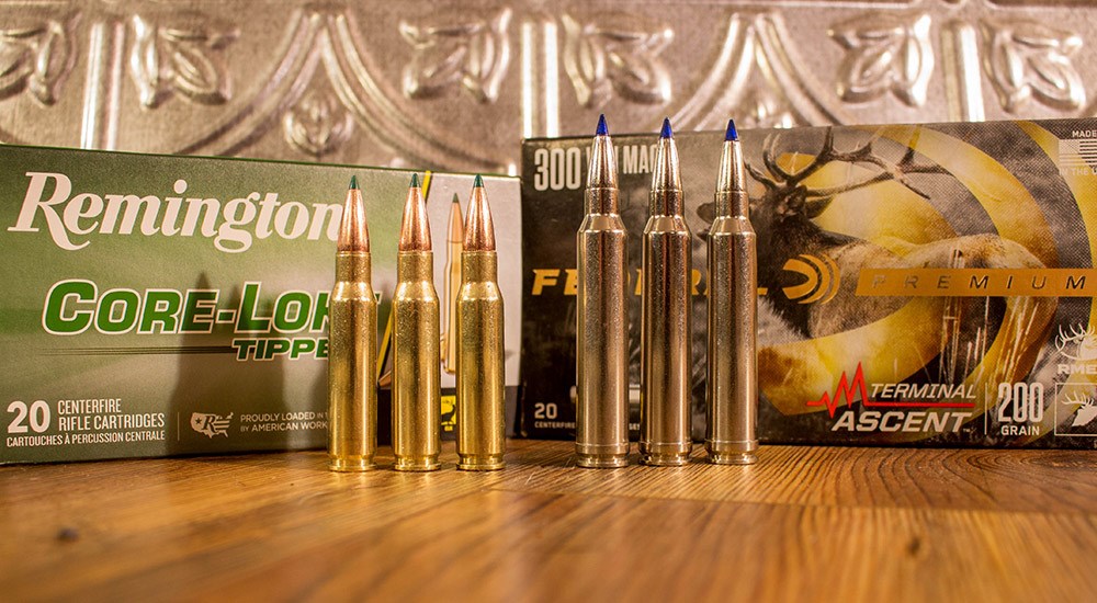 Remington Coke-Lokt Tipped .308 Winchester Ammunition, left, Federal Premium Terminal Ascent .300 Winchester Magnum Ammunition, right