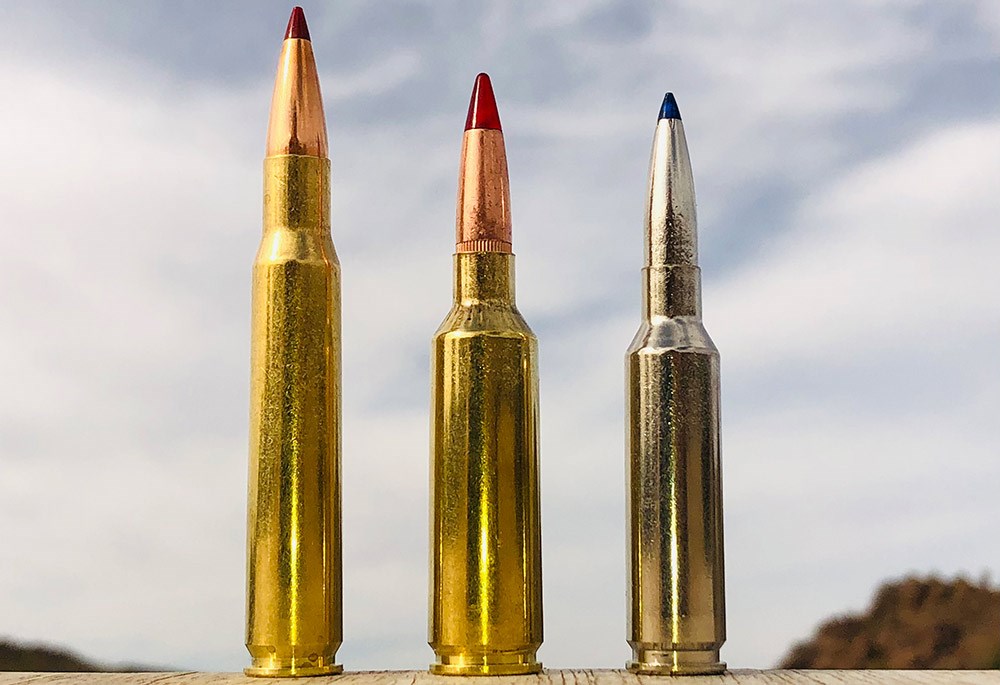 .30-06 Springfield (left), 6.8 Western (middle), 6.5 Creedmoor (right) Ammunition