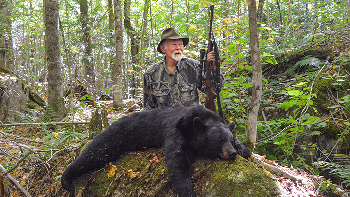 Hunter with black bear taken in Vermont with Ruger No. 1
