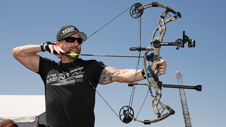 Cameron Hanes shooting a compound bow