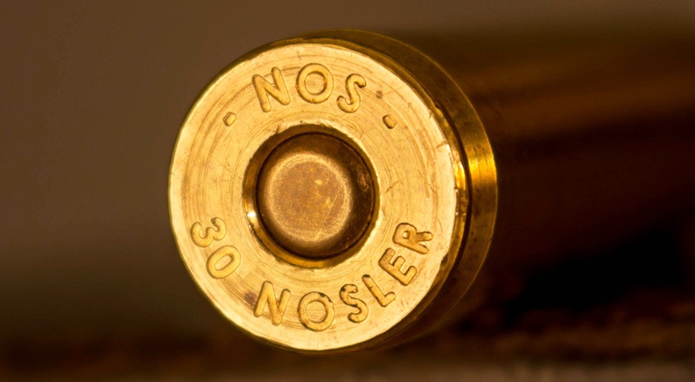 The 30 Nosler ammunition case head.