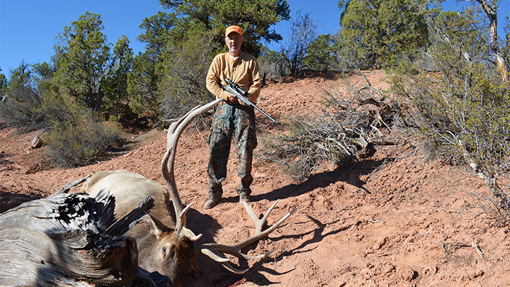 Hunter with Bull Elk Taken in Utah