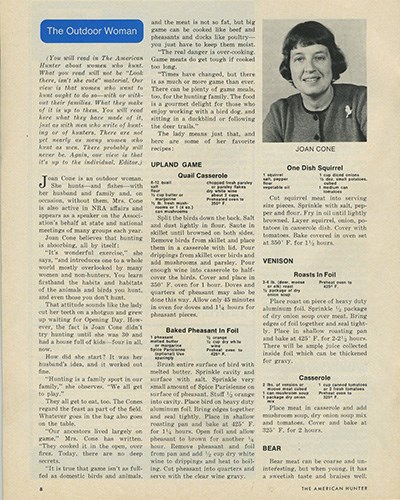 The Outdoor Woman column in 1970s American Hunter magazine.