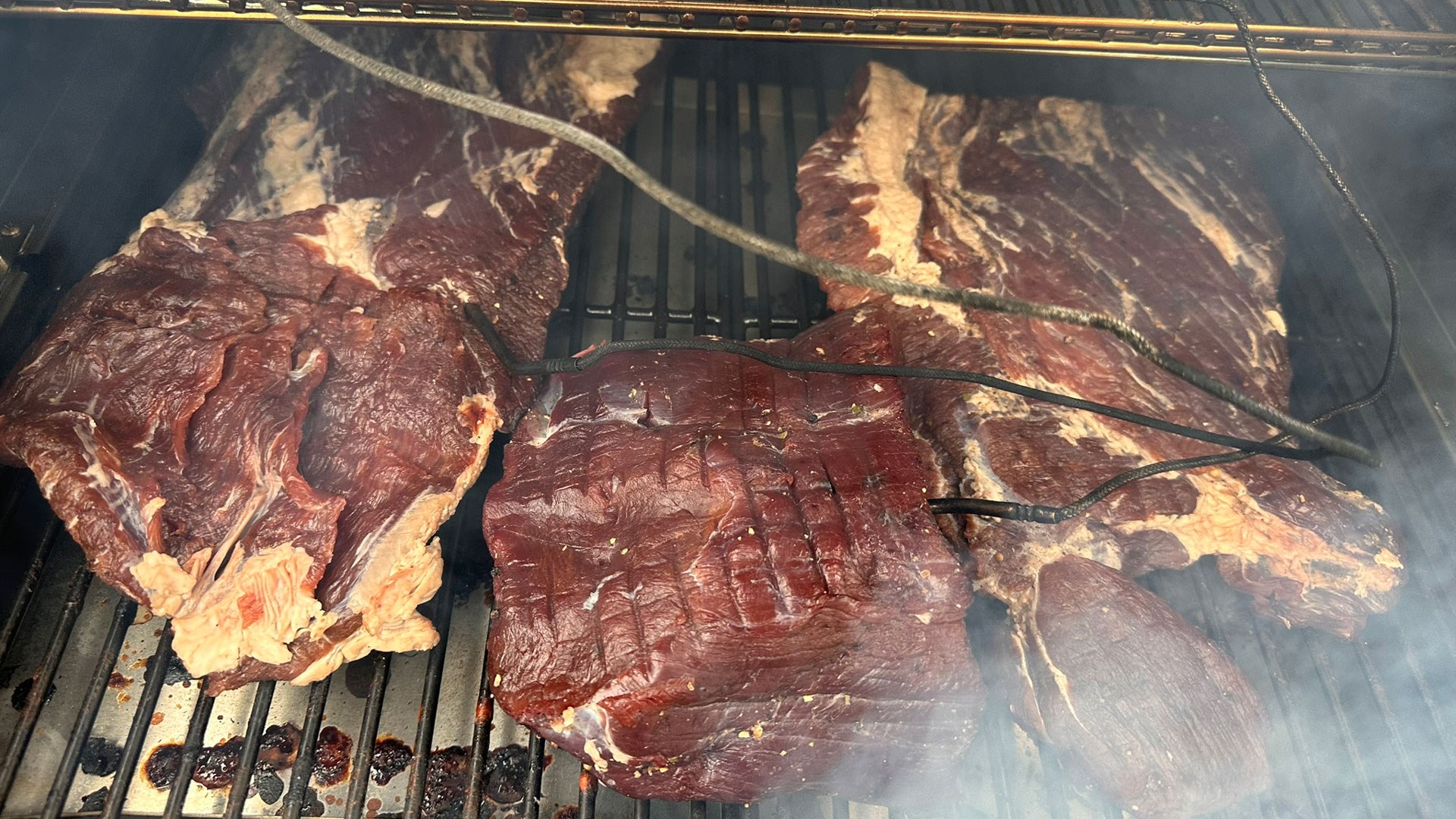 Meat being smoked